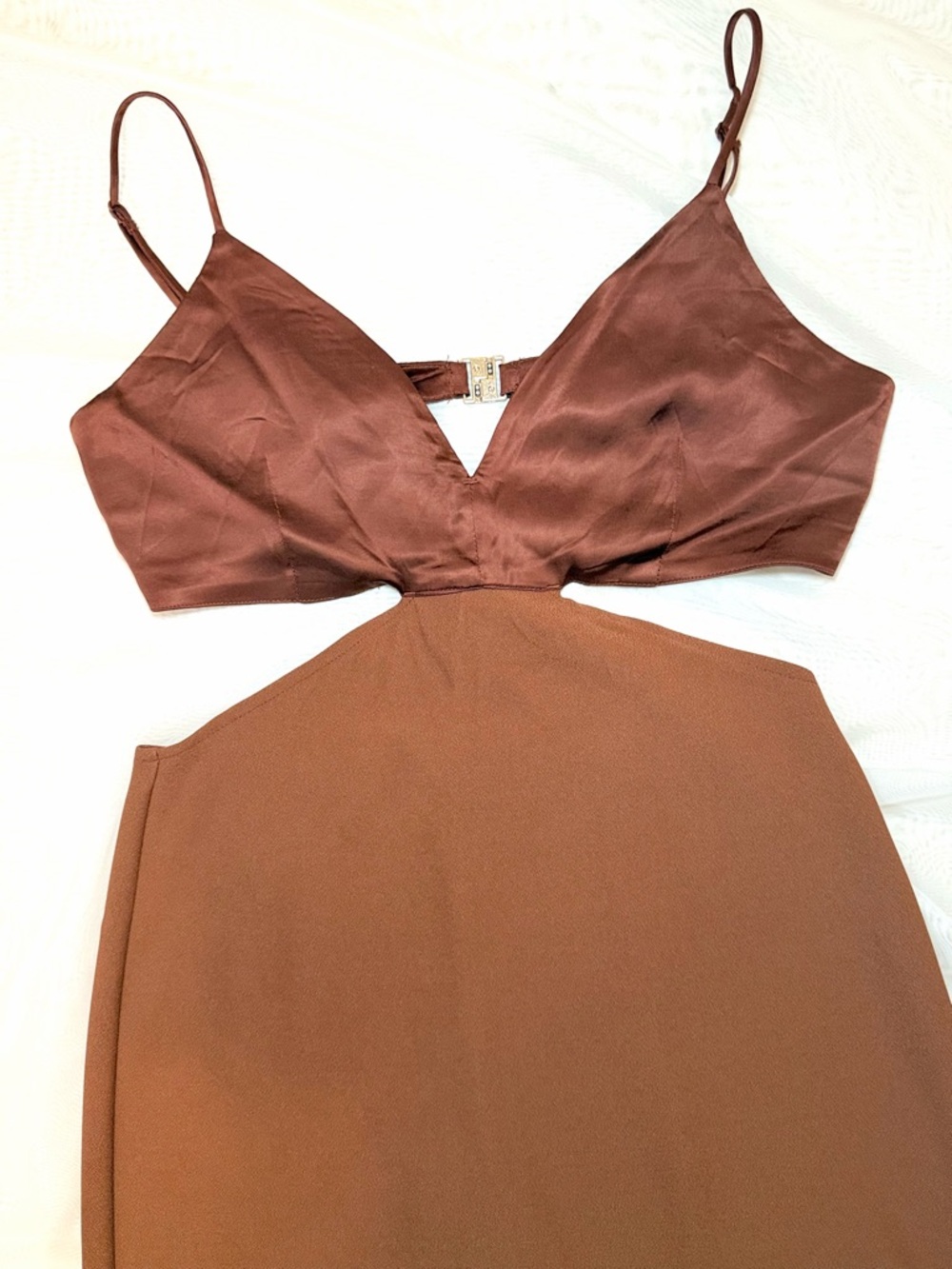 *NWT* A&F Mixed Fabric Midi Dress- Brown, Size: M - Picture 4 of 8